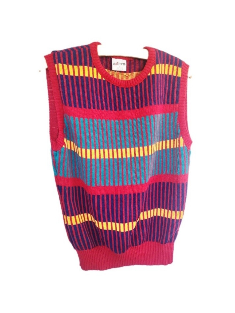 Vintage 80's Aileen Knit Pullover Sweater Vest Sz S Made In USA